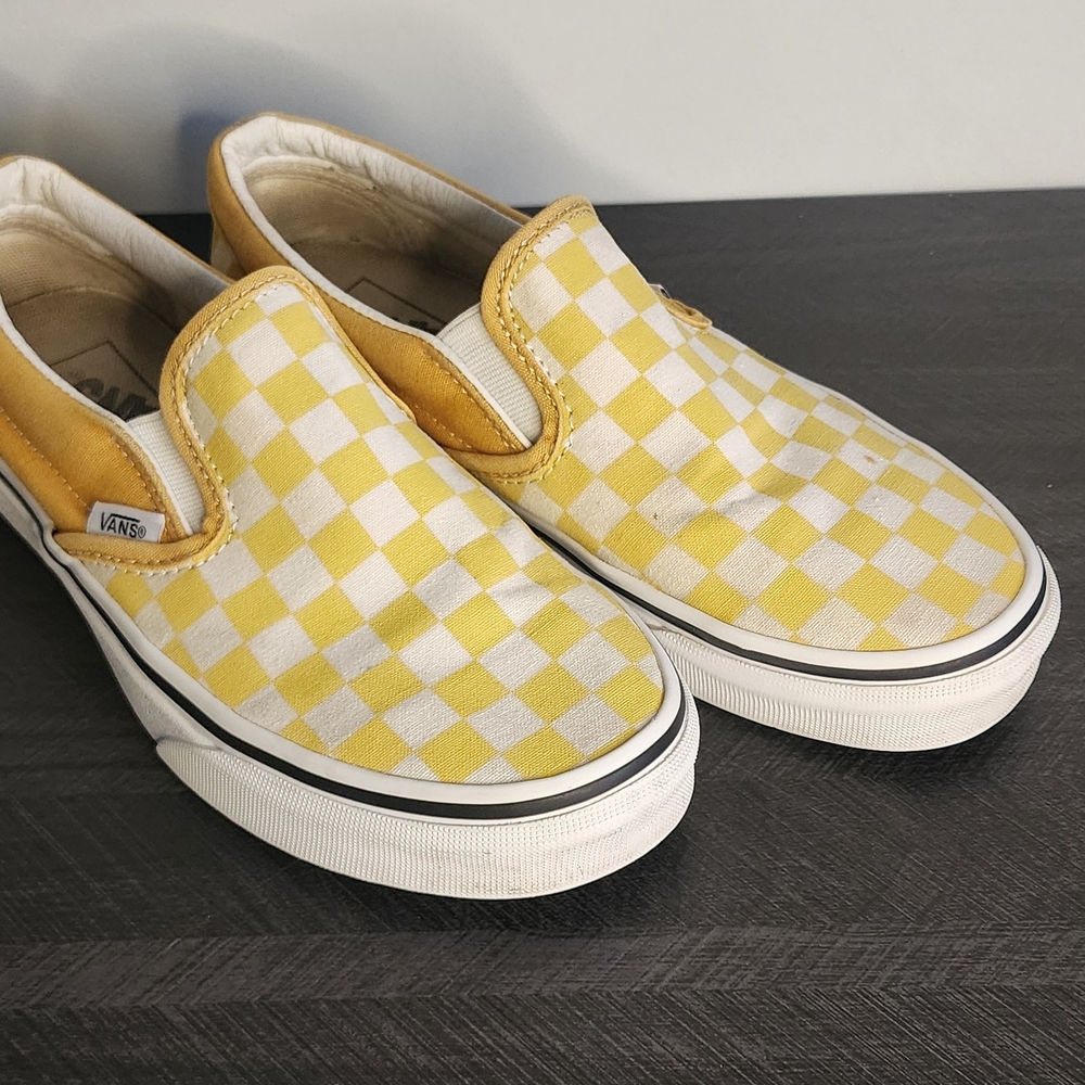 Vans Yellow Checkered Slip-On Shoes